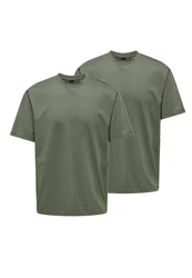 ONLY & SONS T-Shirt 2er Pack Onsfred Dunkelgrün