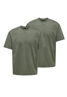 ONLY & SONS T-Shirt 2er Pack Onsfred Dunkelgrün ONLY & SONS T-Shirt 2er Pack Onsfred Dunkelgrün