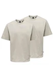 ONLY & SONS T-Shirt 2er Pack Onsfred Khaki/Beige/Hellgrau/Braun