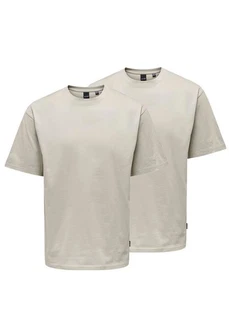 ONLY & SONS T-Shirt 2er Pack Onsfred Khaki/Beige/Hellgrau/Braun