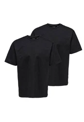 ONLY & SONS T-Shirt 2er Pack Onsfred Dunkelblau/Schwarz/Dunkelgrau