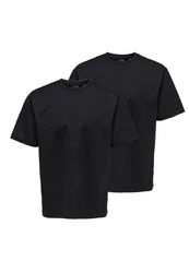 ONLY & SONS T-Shirt 2er Pack Onsfred Dunkelblau/Schwarz/Dunkelgrau