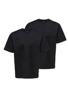 ONLY & SONS T-Shirt 2er Pack Onsfred Dunkelblau/Schwarz/Dunkelgrau