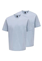 ONLY & SONS T-Shirt 2er Pack Onsfred Hellblau/Blau/Grau