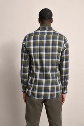 bugatti Langarmhemd Dunkelgrün/Hellblau/Grün