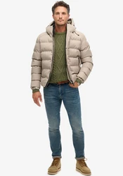 Superdry Steppjacke HOODED TWEED SPORTS PUFFER JKT Beige/Khaki/Braun