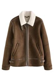 Fellimitatjacke Jacke mit Lammkunstfell (1-St)