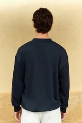 Next Sweatjacke Trophy Polo-Neck Sweatshirt Dunkelblau/Grau/Blau