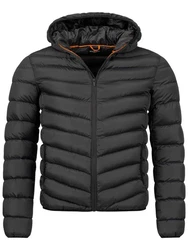Brave Soul Steppjacke Grantplain Schwarz/Grau/Dunkelgrau/Orange