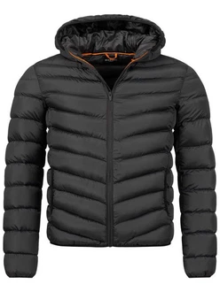 Brave Soul Steppjacke Grantplain Schwarz/Grau/Dunkelgrau/Orange