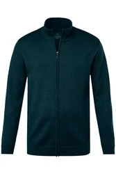 Boston Park Poloshirt Strickjacke Langarm Stehkragen Dunkelgrün/Türkis