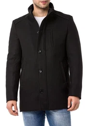 Kurzmantel schlicht und elegant Herrenjacke im zeitlosen Schnitt Doppelter Verschluss: Reiverschluss und Knopfleiste