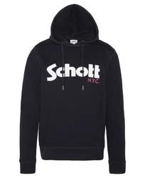 Schott NYC Hoodie Capuche Logo N.Y.C (1-tlg) Schwarz/Dunkelblau/Grau