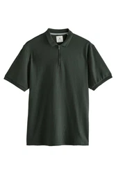 Next Poloshirt Strukturiertes Polo-Shirt Dunkelgrün/Grün