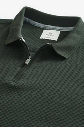 Next Poloshirt Strukturiertes Polo-Shirt Dunkelgrün/Grün