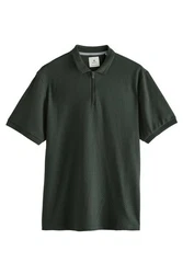Next Poloshirt Strukturiertes Polo-Shirt Dunkelgrün/Grün