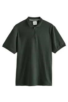 Next Poloshirt Strukturiertes Polo-Shirt Dunkelgrün/Grün