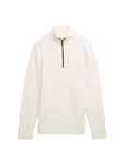 TOM TAILOR Strickpullover Troyer Relaxed Fit Weiß/Creme/Khaki/Beige