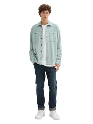 TOM TAILOR Denim Langarmhemd Cord Overshirt Hellblau/Blau/Grün