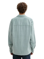 TOM TAILOR Denim Langarmhemd Cord Overshirt Hellblau/Blau/Grün