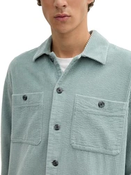 TOM TAILOR Denim Langarmhemd Cord Overshirt Hellblau/Blau/Grün