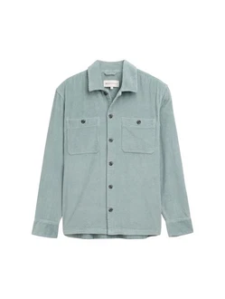 TOM TAILOR Denim Langarmhemd Cord Overshirt Hellblau/Blau/Grün