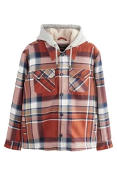 Next Hemdjacke mit Teddyfutter und Kapuze Rot/Orange/Creme/Hellblau