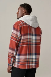 Next Hemdjacke mit Teddyfutter und Kapuze Rot/Orange/Creme/Hellblau