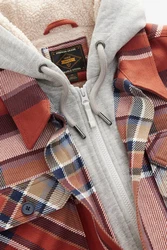 Next Hemdjacke mit Teddyfutter und Kapuze Rot/Orange/Creme/Hellblau