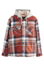 Hemdjacke Karierte Hemdjacke mit Teddyfutter und Kapuze (1-St)