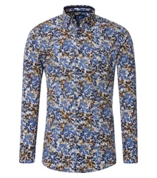 Redmond Langarmhemd Modern Fit Button-Down-Kragen Blau/Dunkelblau