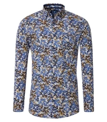 Redmond Langarmhemd Modern Fit Button-Down-Kragen Blau/Dunkelblau