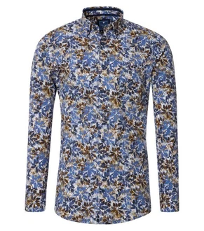 Redmond Langarmhemd Modern Fit Button-Down-Kragen Blau/Dunkelblau