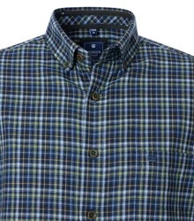 Redmond Langarmhemd Comfort Fit Dunkelgrün/Dunkelblau/Blau