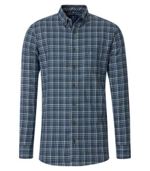 Redmond Langarmhemd Comfort Fit Dunkelgrün/Dunkelblau/Blau