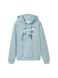 TOM TAILOR Denim Sweatshirt Hoodie mit Print Hellblau/Blau