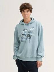 TOM TAILOR Denim Sweatshirt Hoodie mit Print Hellblau/Blau