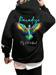 Hoodie Herren Kapuzenpullover Pullover Pulli Paradise Mit Papagei Print