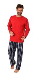 Normann Pyjama Herren Schlafanzug Rot/Dunkelrot