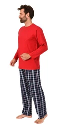 Normann Pyjama Herren Schlafanzug Rot/Dunkelrot
