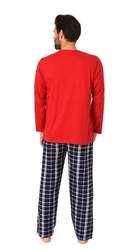 Normann Pyjama Herren Schlafanzug Rot/Dunkelrot