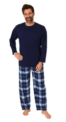 Normann Pyjama Herren Schlafanzug Dunkelblau/Blau/Hellblau