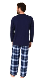 Normann Pyjama Herren Schlafanzug Dunkelblau/Blau/Hellblau