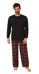 Normann Pyjama Herren Schlafanzug Bordeaux/Dunkelrot/Rot/Braun