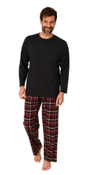 Normann Pyjama Herren Schlafanzug Bordeaux/Dunkelrot/Rot/Braun