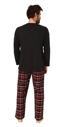Normann Pyjama Herren Schlafanzug Bordeaux/Dunkelrot/Rot/Braun