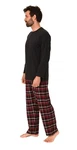 Normann Pyjama Herren Schlafanzug Bordeaux/Dunkelrot/Rot/Braun