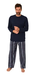 Normann Pyjama Herren Schlafanzug Dunkelblau/Hellblau