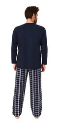 Normann Pyjama Herren Schlafanzug Dunkelblau/Hellblau