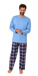 Normann Pyjama Herren Schlafanzug Hellblau/Blau